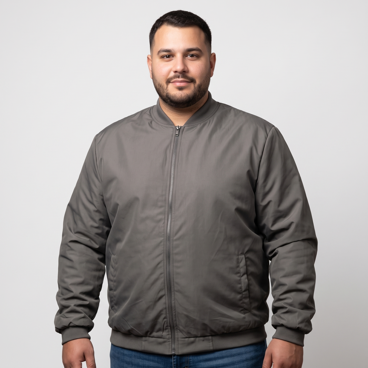Brown Plus Size Bomber Jacket PSM-10534