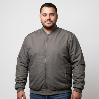 Brown Plus Size Bomber Jacket PSM-10534