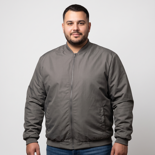 Brown Plus Size Bomber Jacket PSM-10534