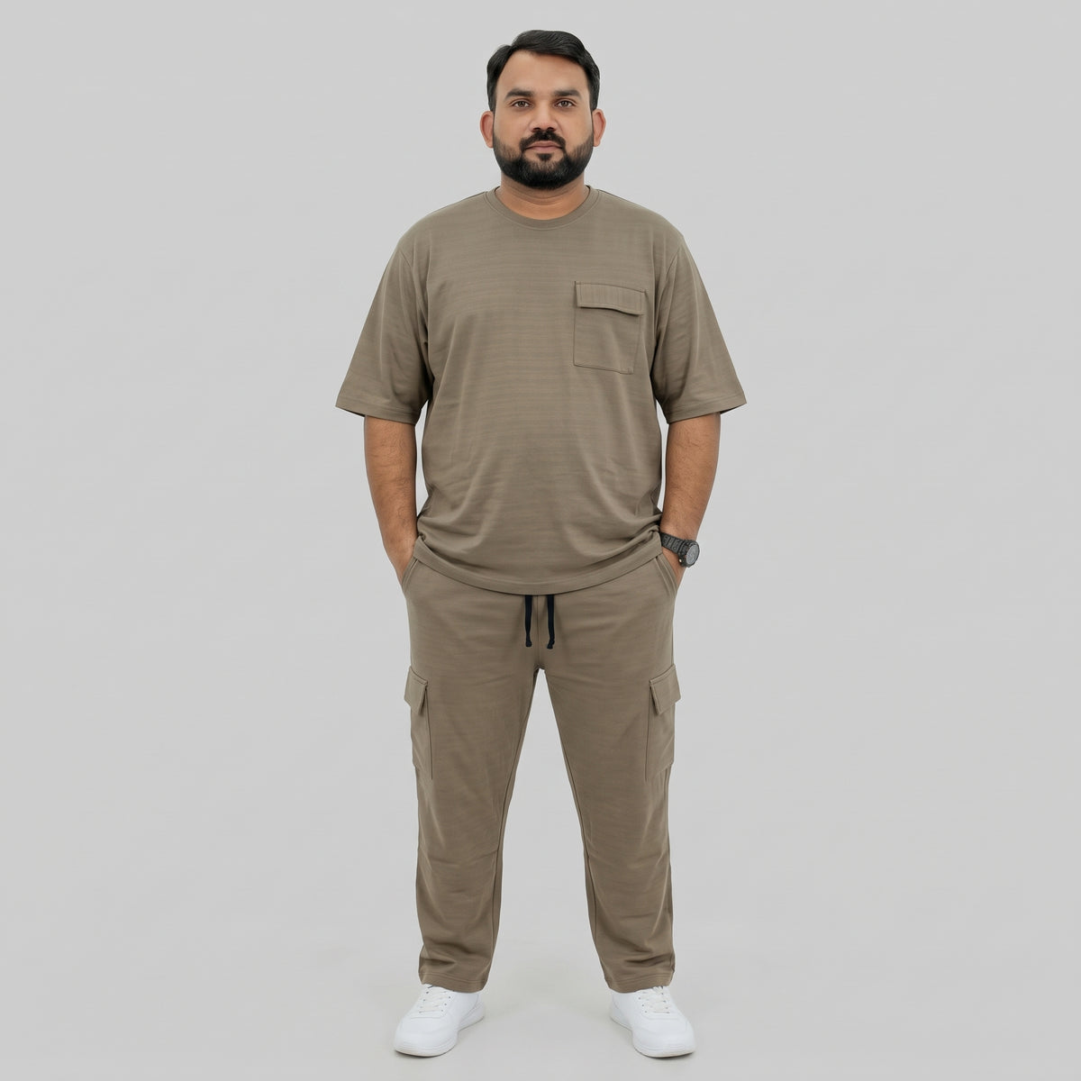 Brown Terry Cargo Co-Ord Set PSM-11710