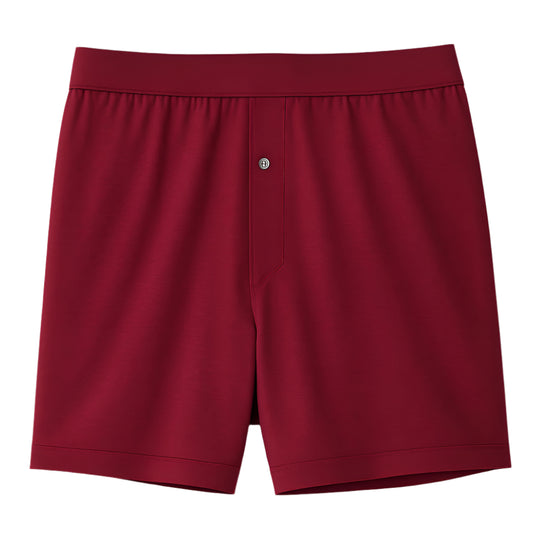 Burgundy Cotton Boxer Shorts – Relaxed Fit, Button Fly, 100% Cotton