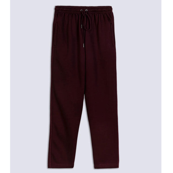 Burgundy Mesh Polyester Plus Size Trouser PSM-9084