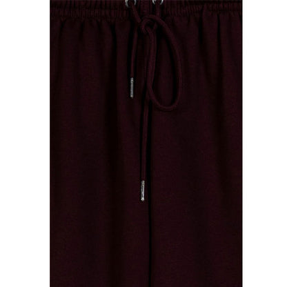 Burgundy Mesh Polyester Plus Size Trouser PSM-9084