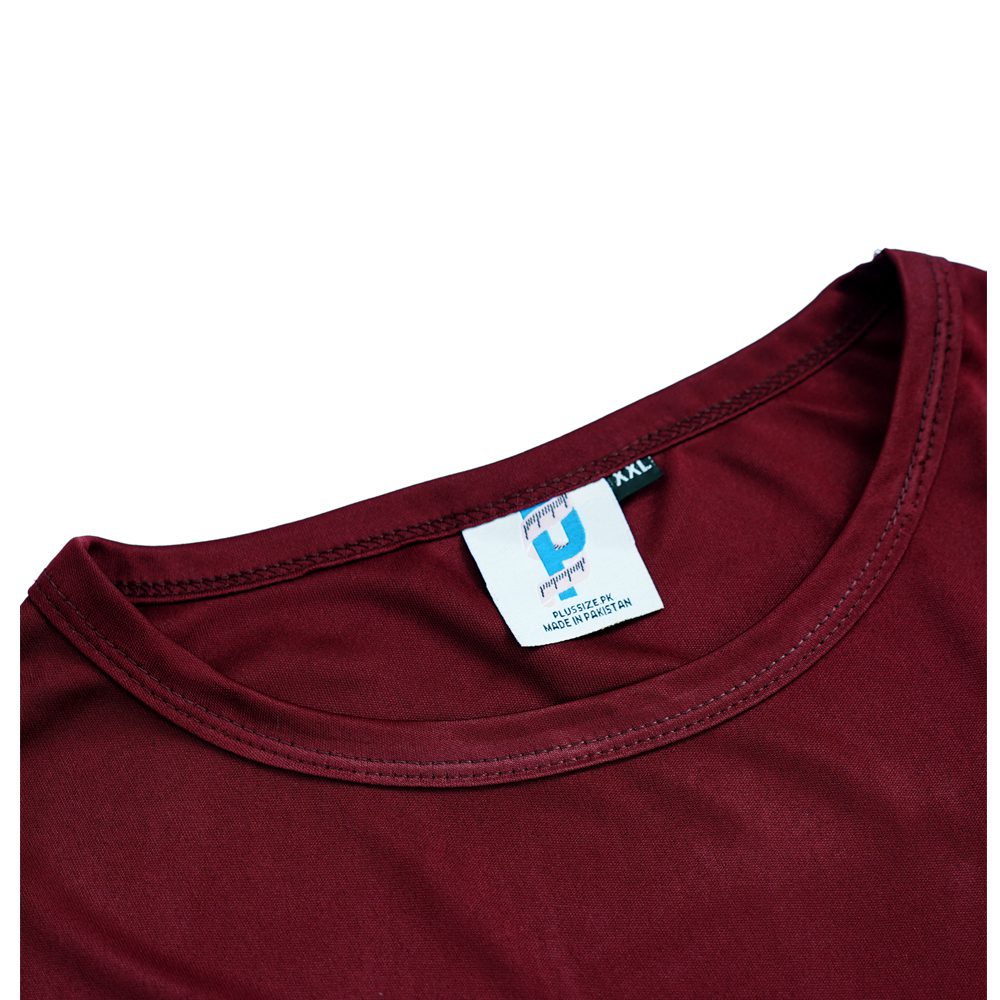 Burgundy Polyester Plus Size T-Shirt PSM-7773