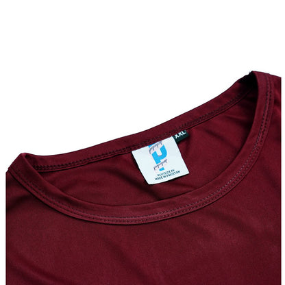 Burgundy Polyester Plus Size T-Shirt PSM-7773
