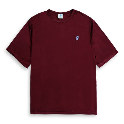 Burgundy Polyester Plus Size T-Shirt PSM-7773