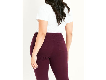 Burgundy Red Plus Size Women Jeggings PSW-7427