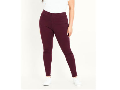 Burgundy Red Plus Size Women Jeggings PSW-7427