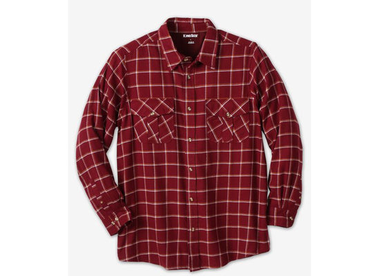 Burgundy Windowpane Plaid Holiday Flannel Shirt PSM-7591