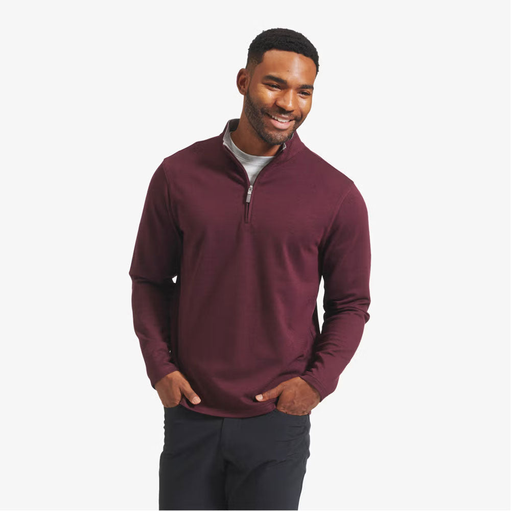 Burgundy Zip-Up Trucker Collar Fleece Sweatshirt PSM-8928