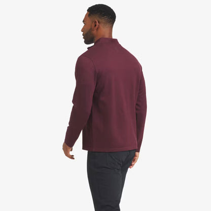 Burgundy Zip-Up Trucker Collar Fleece Sweatshirt PSM-8928