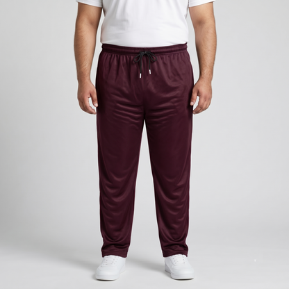 Burgundy Mesh Polyester B Grade Plus Size Trouser PSM-9084B
