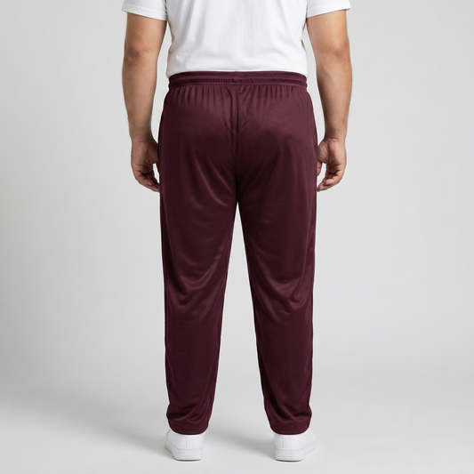 Burgundy Mesh Polyester Plus Size Trouser PSM-9084