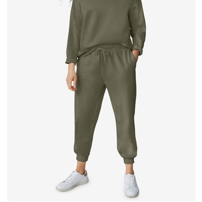 Burnt Olive Drawstring Waist Fleece Sweatpants PSW-7742