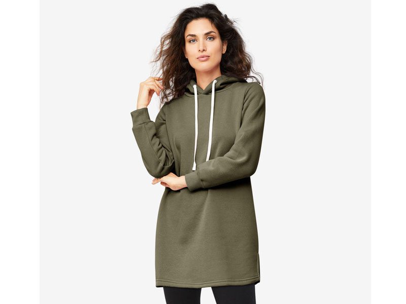 Burnt Olive Hooded Sweatshirt Tunic PSW-7579