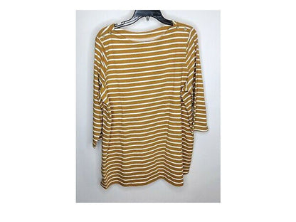 Burnt Orange Stripe Plus Size Women Boatneck Tunic PSW-5432