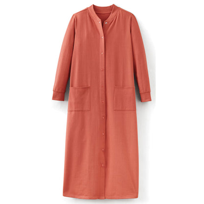 Burnt Sienna Fleece Snap Front Long Robe PSW-8740