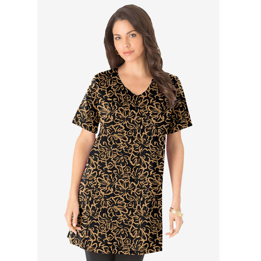 Camel Graphic Blossom V-Neck Ultimate Tunic PSW-8722