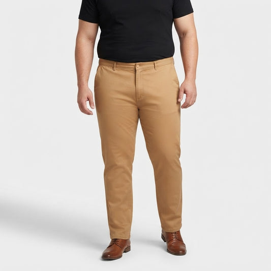 Camel Brown Cotton Chino Pants made from comfortable cotton fabric.