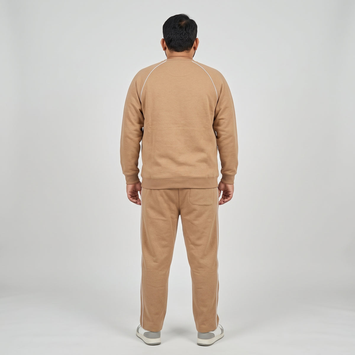 Camel Brown Embroidered Fleece Co-ord Set featuring a stylish embroidered top and matching trousers made from soft fleece fabric