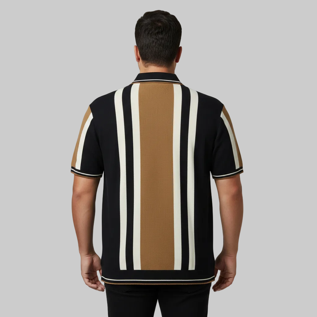 Camel Vertical Stripe Polo T-Shirt PSM-10645