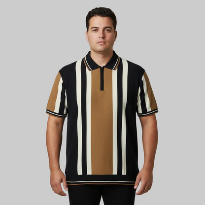 Camel Vertical Stripe Polo T-Shirt PSM-10645