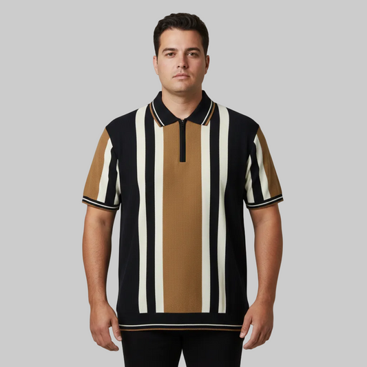 Camel Vertical Stripe Polo T-Shirt PSM-10645