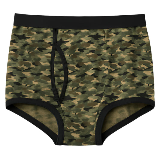 Camouflage print big size men’s cotton brief – full-rise with soft waistband and front panel support

