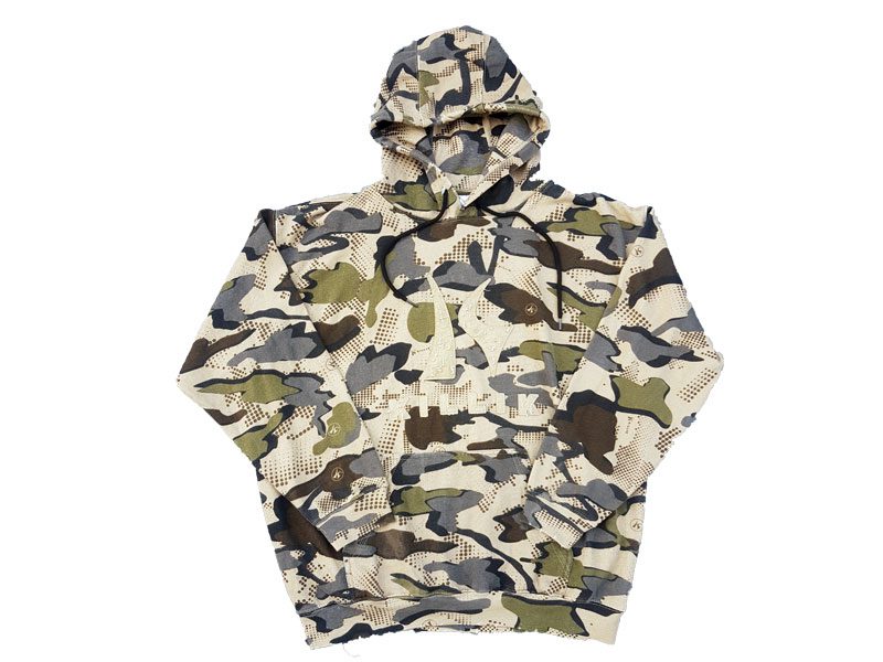 Camo Distressed Fleece Big Size Hoodie PSM-4116