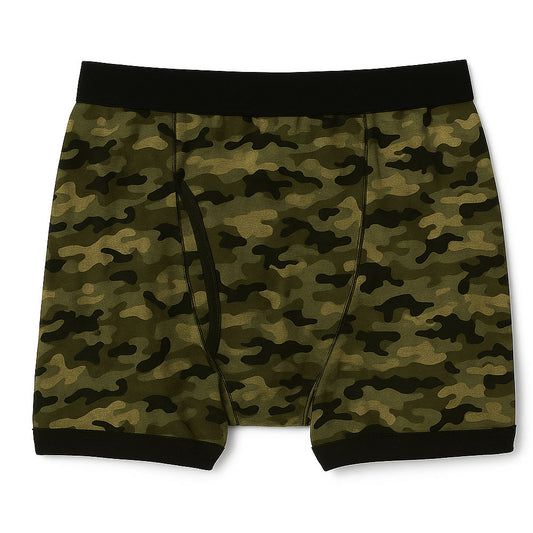 Camouflage Cotton Boxer Briefs for Men with Tagless Label and Elastic Waistband