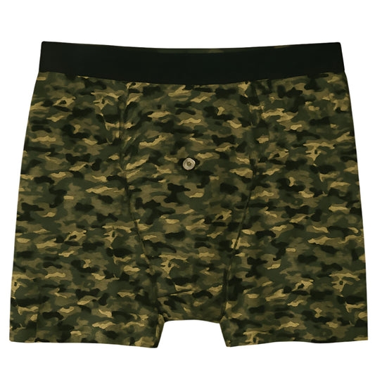 Camouflage Cotton Boxer Shorts for Men with Button Fly and Elastic Waistband