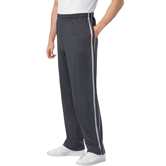 Carbon Striped Lightweight Sweatpants with Drawstring Waist and Open Hem – Relaxed Fit