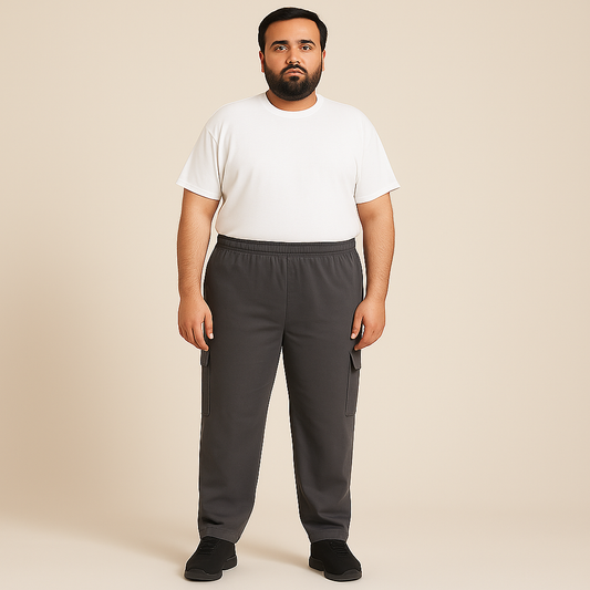 Carbon Big & Tall Jersey Cargo Pants with Elastic Waist and Cargo Pockets – Relaxed Fit