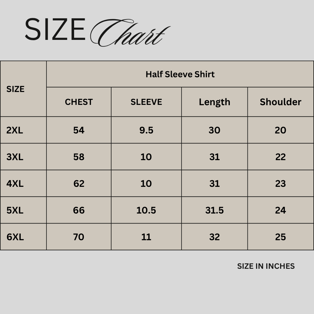Size chart for Ivory White Irish Linen  Cuban Collar Shirt PSM-11291