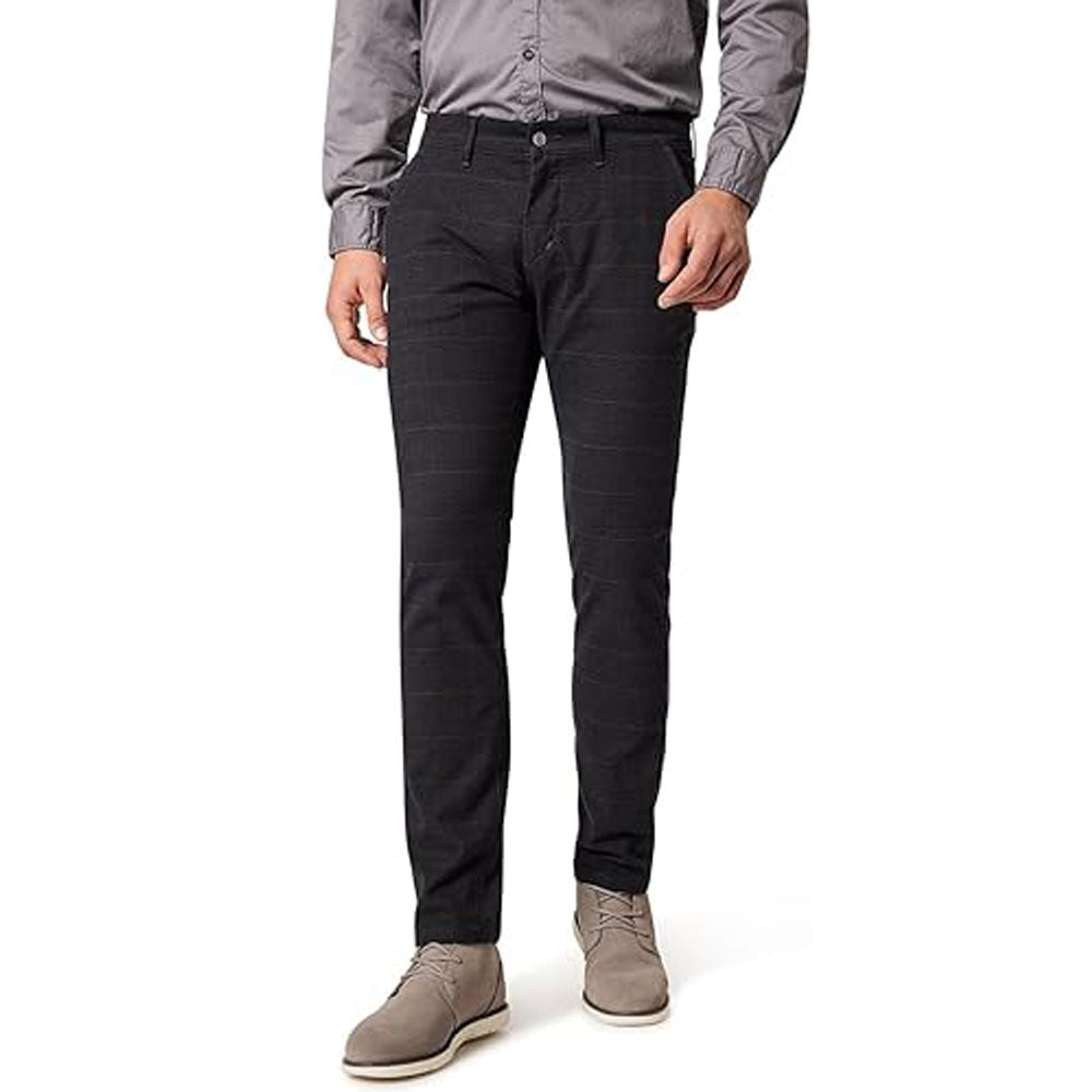 Charcoal Checked Gerard Straight Fit Chino Pant PSM-8855