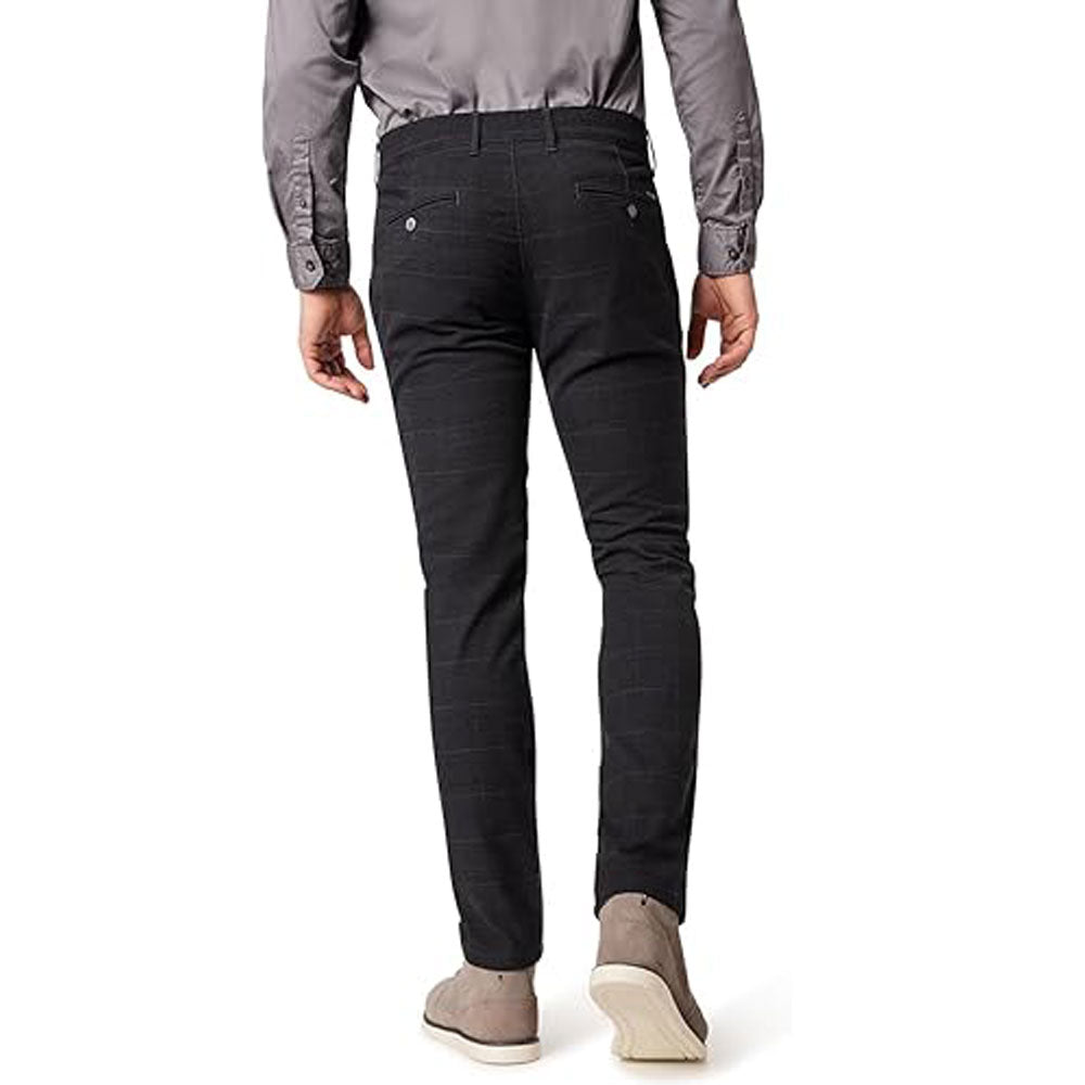 Charcoal Checked Gerard Straight Fit Chino Pant PSM-8855