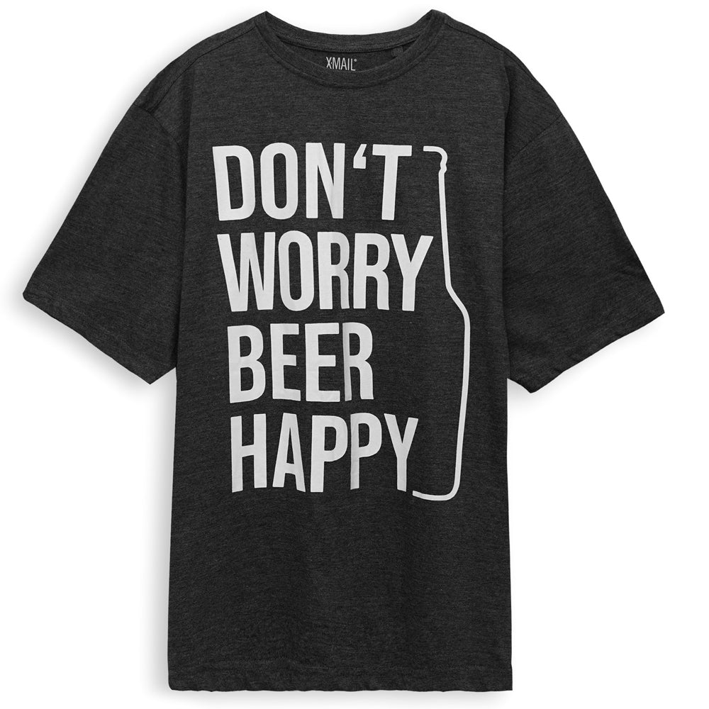 Charcoal Dont Worry Big Size Crewneck T-Shirt PSM-8215