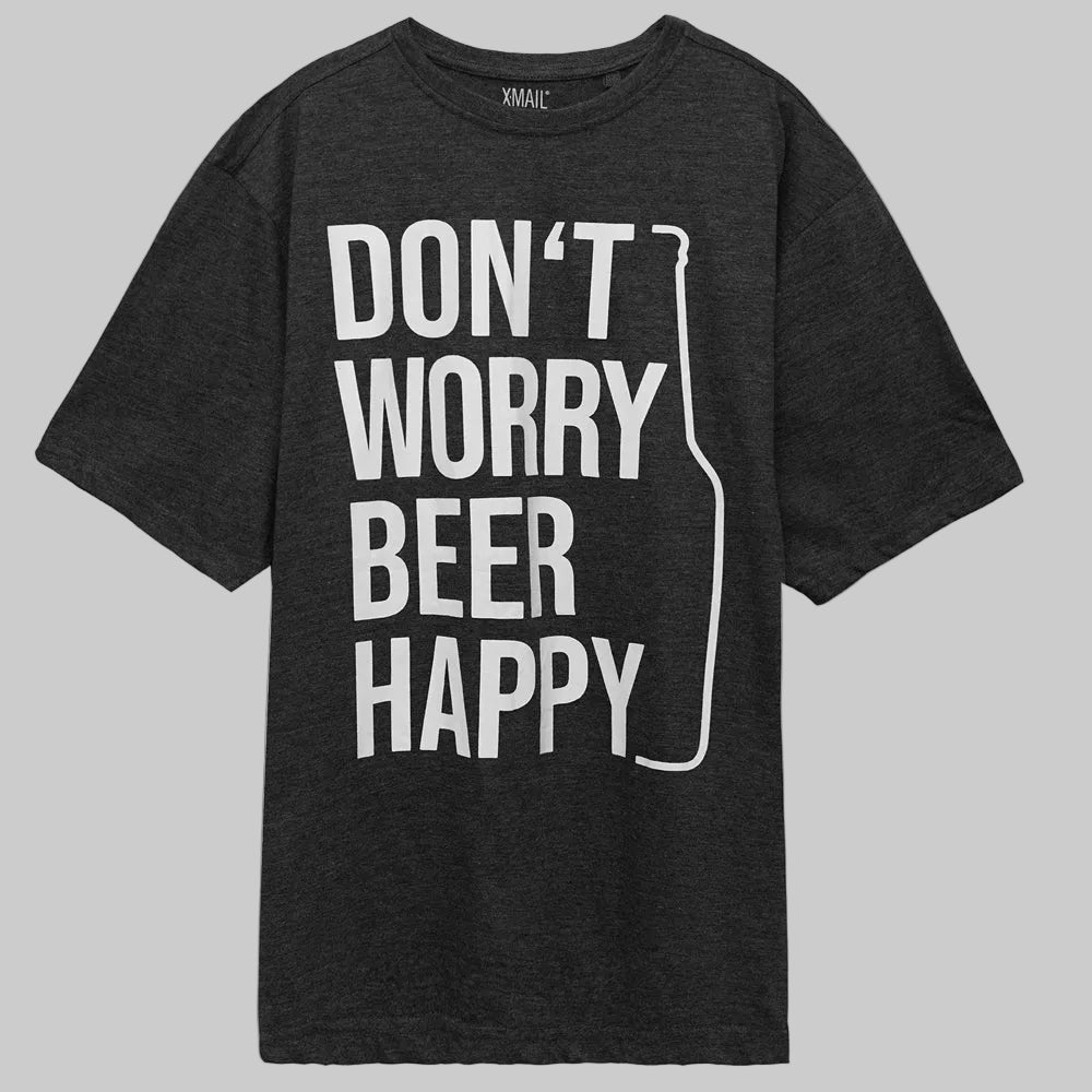 Charcoal Dont Worry Big Size Crewneck T-Shirt PSM-8215