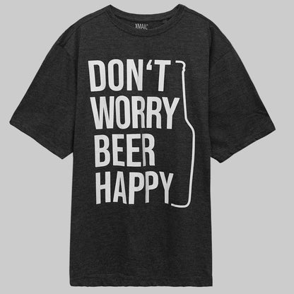 Charcoal Dont Worry Big Size Crewneck T-Shirt PSM-8215