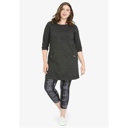 Charcoal French Terry Zip Pocket Tunic PSW-9090