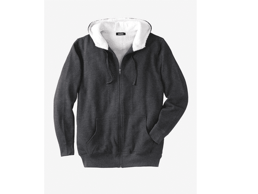 Charcoal Big and Tall Size Sherpa Lined Fleece Hoodie PSM-7491