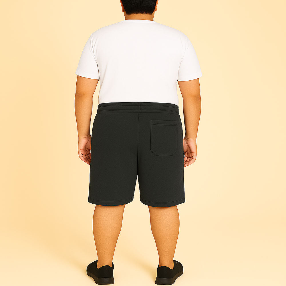 Charcoal Terry Knit Plus Size Shorts – Back View with Pocket and Elastic Waist