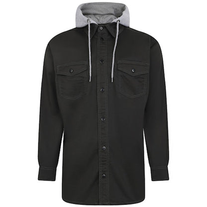 Charcoal Twill Cotton Big & Tall B Grade Hooded Overshirt PSM-8858B