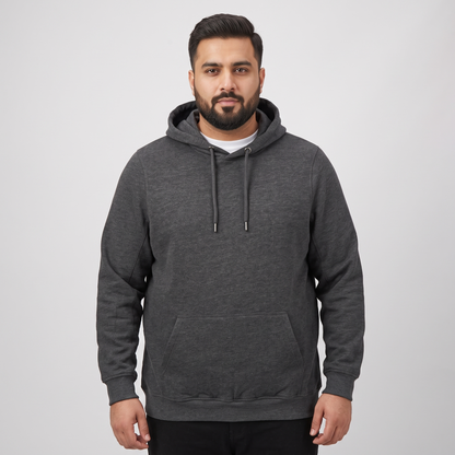 Charcoal Fleece Big Size Over Head Hoodie PSM-4241