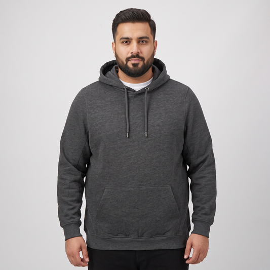 Charcoal Fleece Big Size Over Head Hoodie PSM-4241