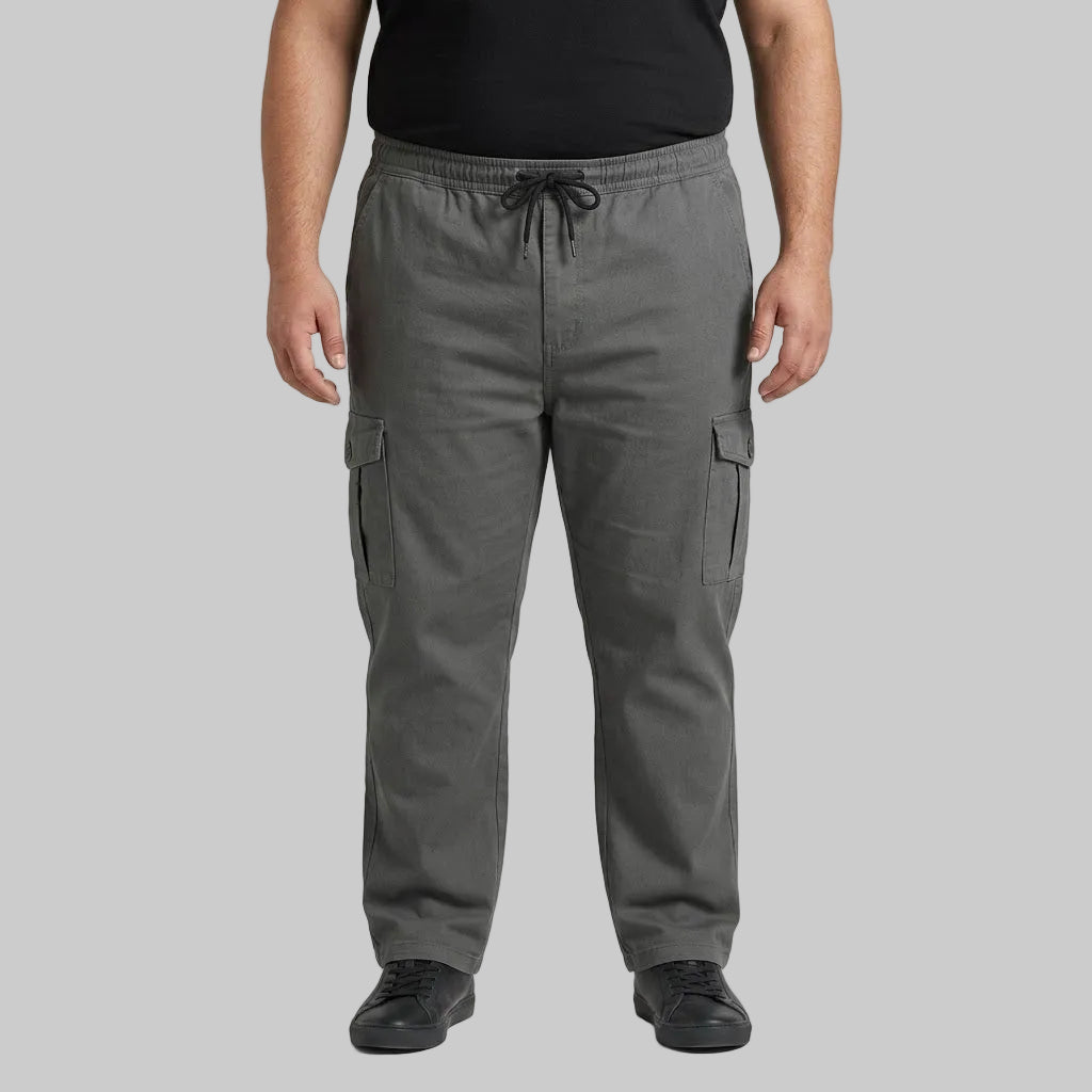 Charcoal Grey Plus Size Cargo Trouser made from cotton fabric for men