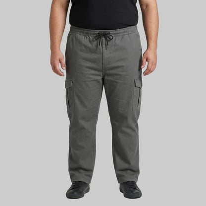 Charcoal Grey Plus Size Cargo Trouser made from cotton fabric for men