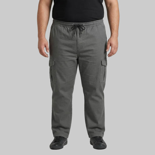 Charcoal Plus Size Cargo Trouser in Canvas Cotton
