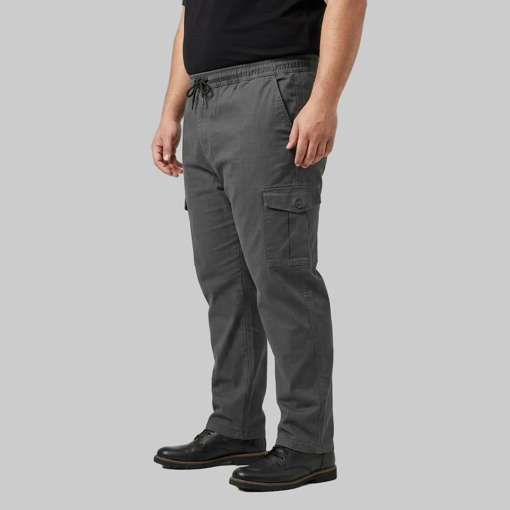 Charcoal Grey Plus Size Cargo Trouser made from cotton fabric for men