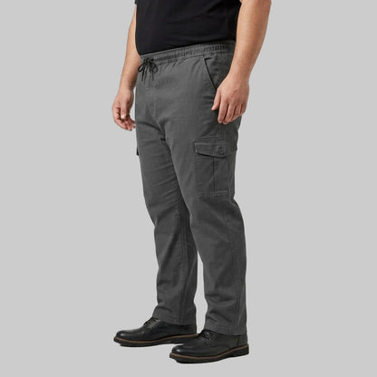 Charcoal Grey Plus Size Cargo Trouser made from cotton fabric for men